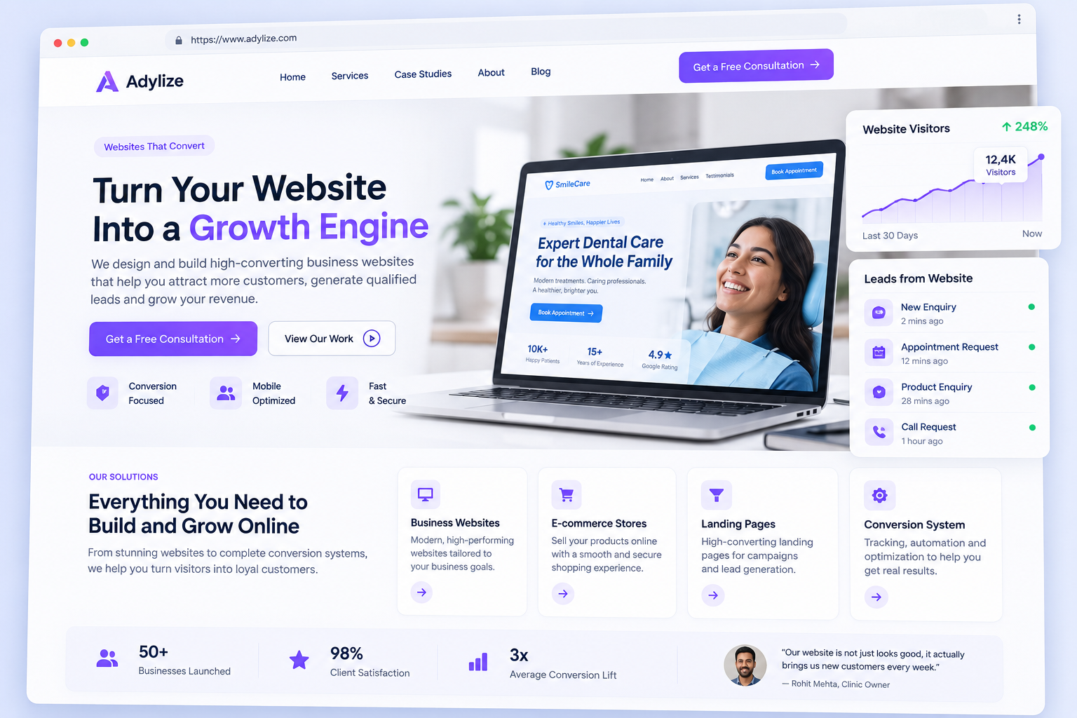 Business website and conversion system